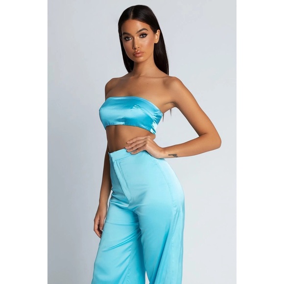 COPY - Meshki Satin Bandeau top & Super Wide Leg Pants - Picture 3 of 14